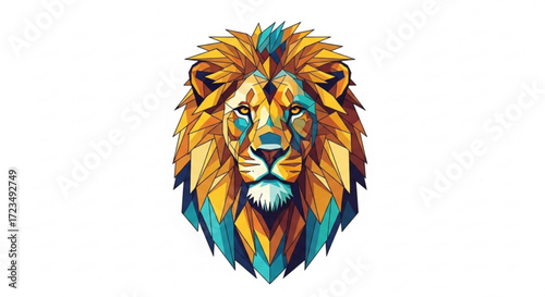 Geometric lion head vector illustration for logo design and abstract animal art prints and digital graphics