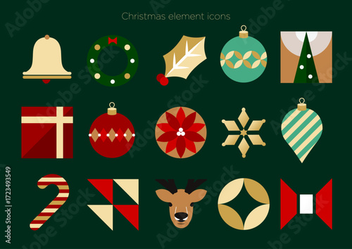 クリスマス要素アイコンセット｜イラスト ベクター