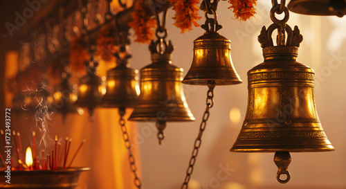 Golden Temple Bells and Incense - Holy Indian Rituals