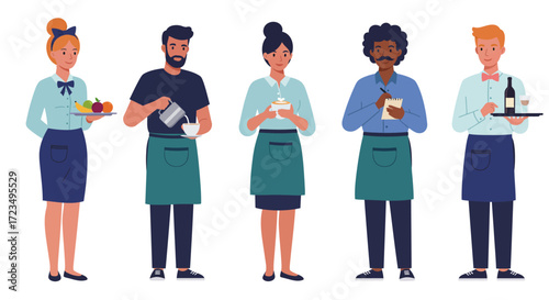 Vector illustration various types of waiter uniforms