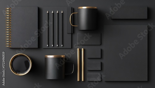 Black and gold luxury branding stationery mockup set