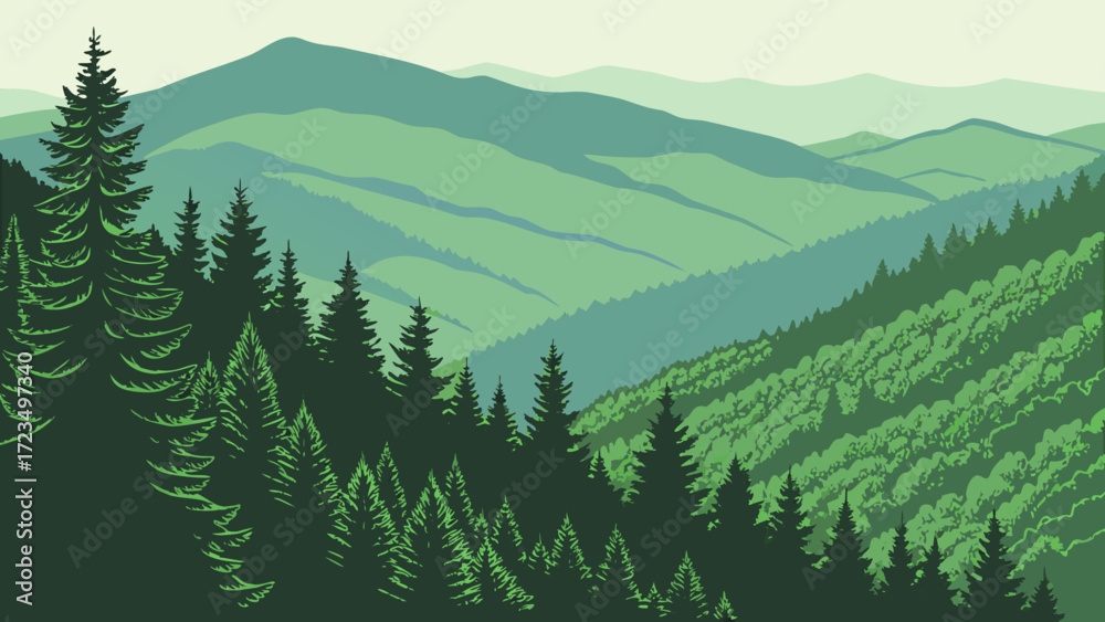 Fototapeta premium green forest landscape