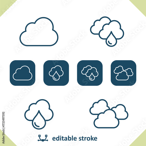 Weather Icons. Cloud, Cloudy, Clouds, Rain, Raining, Raindrop