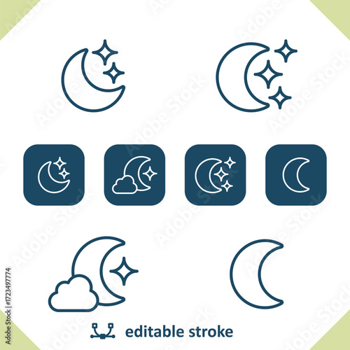 Weather Icons. Moon, Night, Stars
