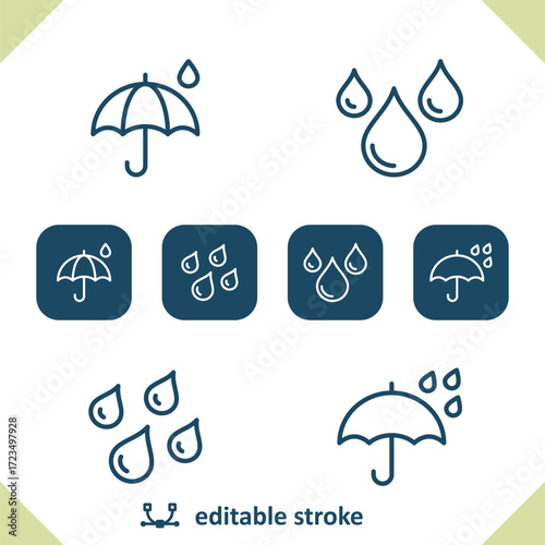 Weather Icons. Raining, Rain, Umbrella, Raindrop, Droplet