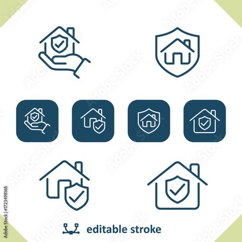 Home Insurance Icons. Security, House, Shield Icon
