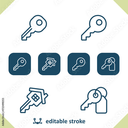 Keys Icons. Key, Keychain, Key Fob, Keyring, Real Estate Icon