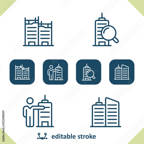 Real Estate Icons. House, Home, Realtor, Construction, Realtor, Apartment Building Icon