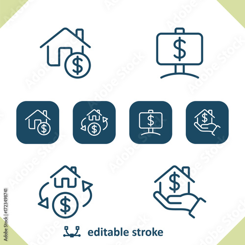 Real Estate Icons. Price, Dollar, House, Home Icon