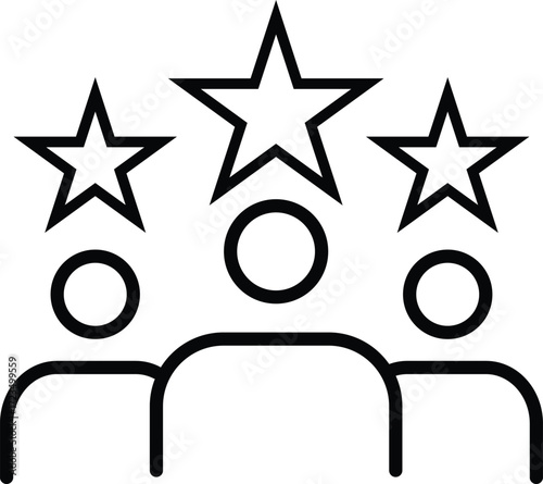 Three people with stars above their heads, representing a team of highly-rated individuals.