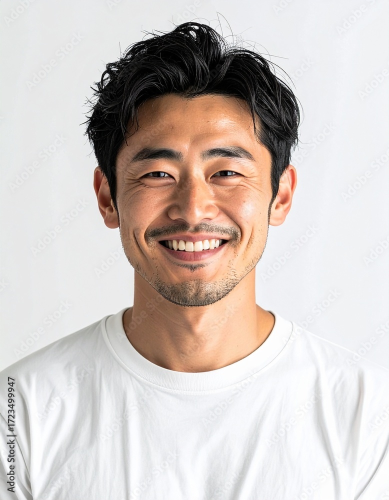 Obraz premium 日本人,男性,30代,満面の笑み,シンプルな白い背景,Simple white background,Japanese,Male,Thirties,Beaming 