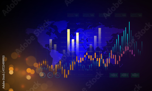 financial data analysis graph percentage of profit Stock trading market sales