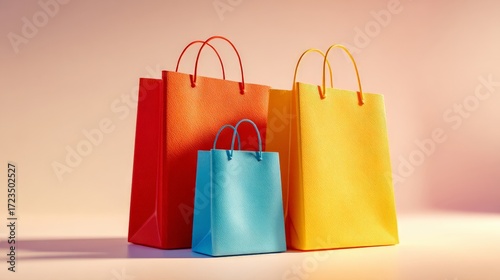 colorful shopping bags on wooden table