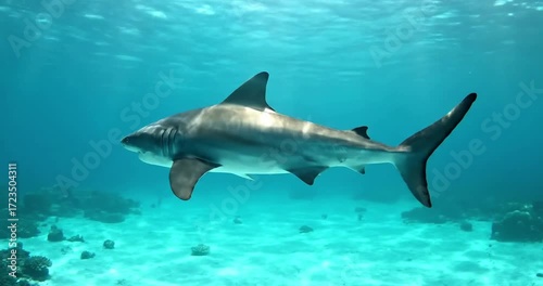 Wallpaper Mural The vibrant biodiversity of a healthy coral reef ecosystem, teeming with various marine life, providing a rich backdrop as a shark navigates its territory. no data Torontodigital.ca