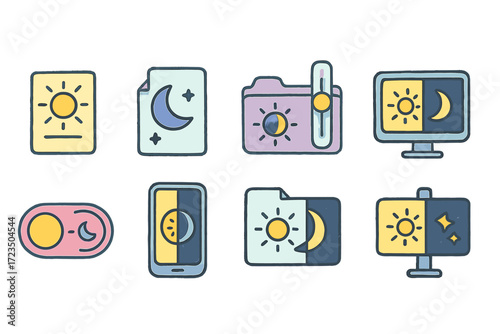Weather, climate outline icon set. sun, moon, weather forecast icons collection