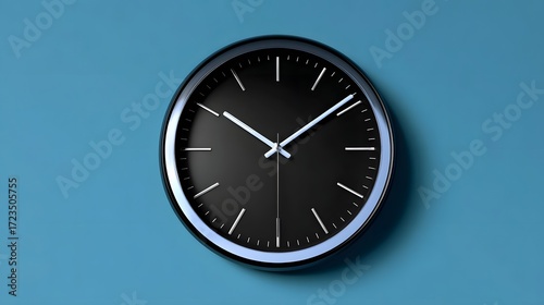 Sleek and stylish modern minimalist black wall clock, a simple and elegant timepiece for home or office decor