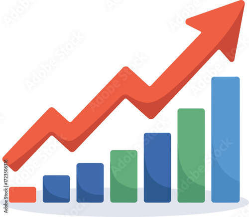 Dynamic upward trend arrow graph showing financial growth and positive performance. business graph with arrow