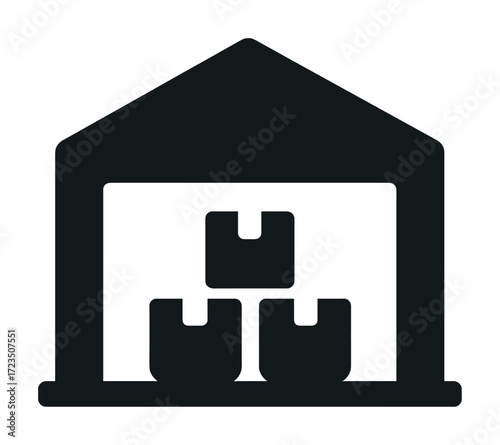 Warehouse icon with package symbols representing storage and logistics