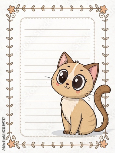 Illustration of a cat for a children's notebook