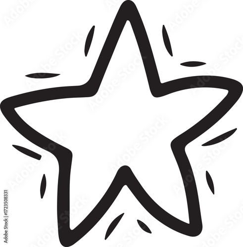 Shining star hand drawn doodle glowing celestial body night sky space object astronomical vector
