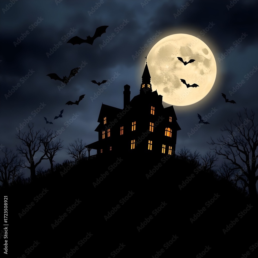 Fototapeta premium Fantastic Haunted House Silhouette 33