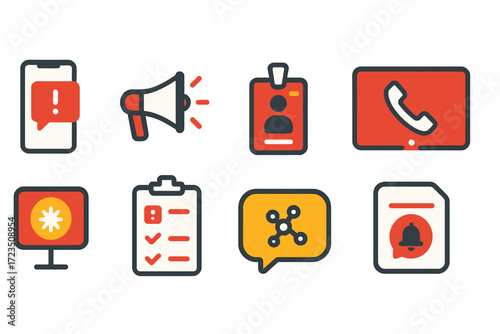Notification, alert flat icon set. messaging, communication comprehensive icon collection