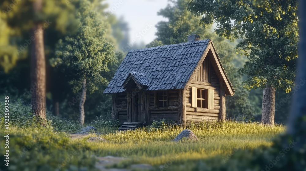 Fototapeta premium style simulation of small cabin with an organic texture style
