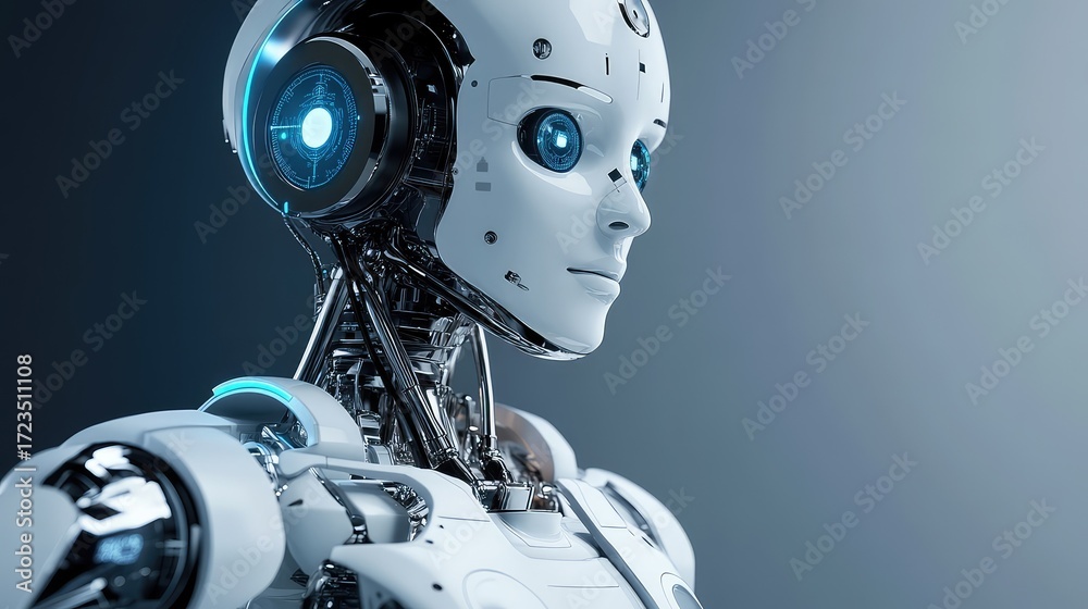 Fototapeta premium technology focusing on healthcare robot in high contrast style