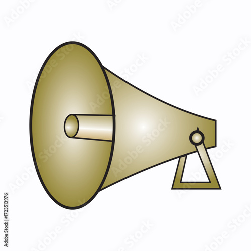 Golden megaphone or bullhorn, symbolizing announcement or public speaking