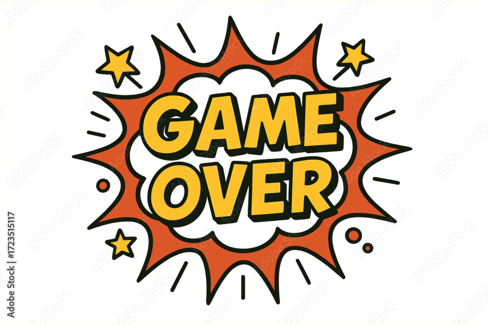 Fototapeta premium Game over comic style icon set. colorful, retro, fun pop art icons collection
