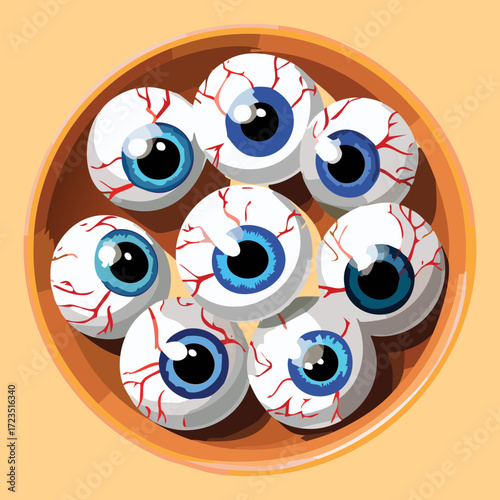 Bowl Full of Grotesque Eyeballs Floating in Ominous Liquid, a Classic and Chilling Element of Halloween Horror	