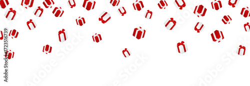Vector falling gifts PNG. Falling multi-colored gifts on a transparent background. Christmas or New Year gifts. Festive background.