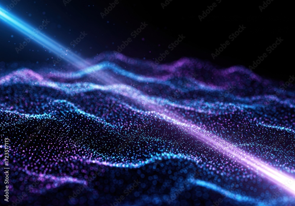 Fototapeta premium Abstract Glowing Particle Wave and Light Rays