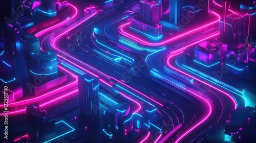vibrant neon style roadmap layering