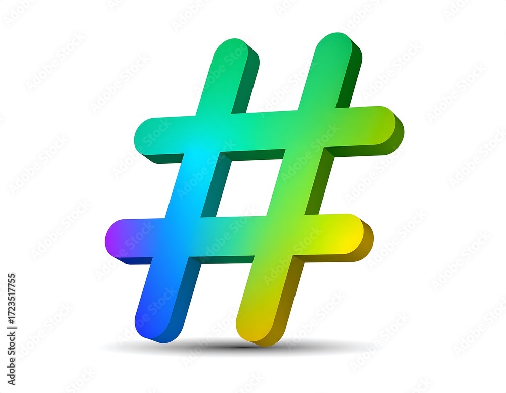 Fototapeta premium Vibrant rainbow hashtag symbol
