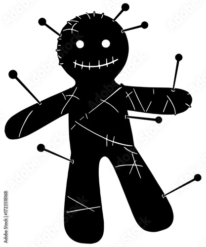 Voodoo doll with pins clipart illustration, isolated 