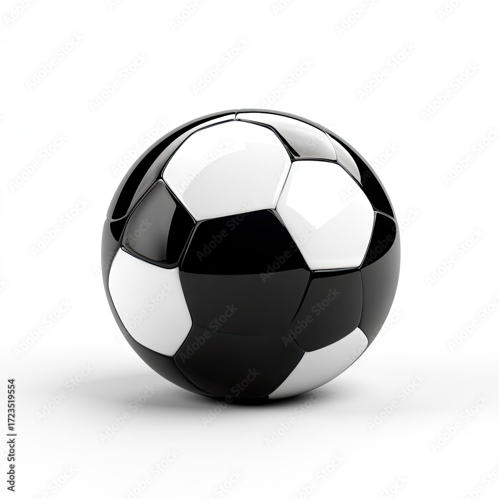 Fototapeta premium Glossy black and white soccer ball, 3D render