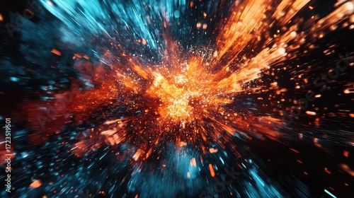 Fototapeta commd abstract style of an exploding command line