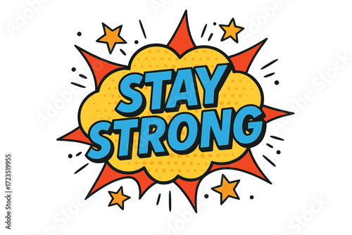 Comic style outline icon set for motivation and inspiration, featuring stay strong theme