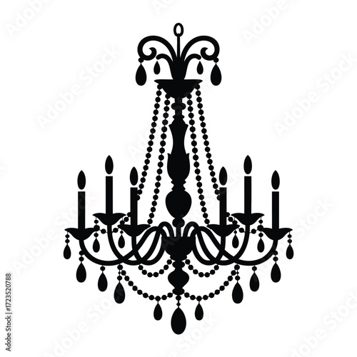 Elegant black silhouette chandelier vector graphic scalable illustration for interior design and decor silhouette vector illustration white background