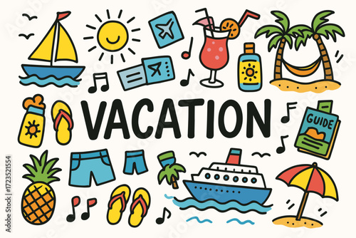 Vacation, travel outline icon set. holiday, leisure illustrations in outline style.
