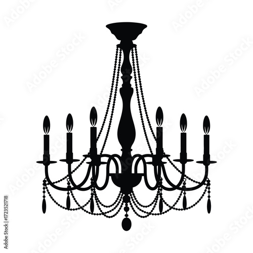 Elegant classic chandelier silhouette vector illustration scalable eps icon for interior design silhouette vector illustration white background