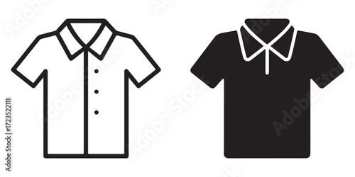 Shirt icons in black and white isolated on white background
