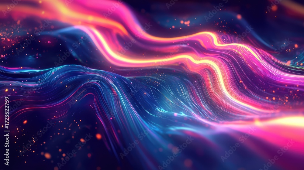 Obraz premium vibrant neon style flowing aurora