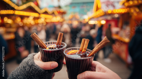Christmas Market Cheers with Hot Mulled Wine – Winter Celebration