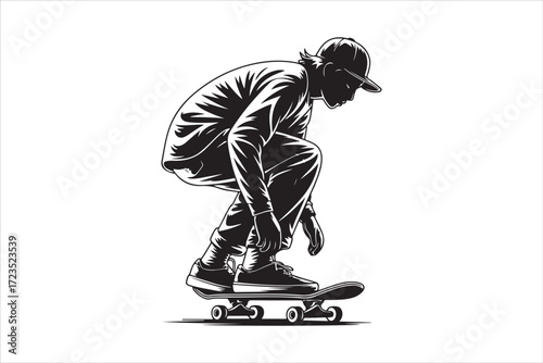 Skateboarder Vector Silhouette Urban Street Sports Design