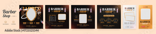 Barber shop and barbershop promotion social media and story post set template