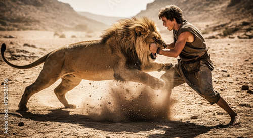 David the shepherd in a life-or-death battle with a lion. A biblical story of raw courage, faith, and strength.