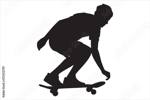Skateboarder Vector Silhouette Urban Street Sports Design