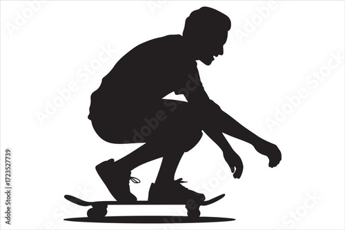 Skateboarder Vector Silhouette Urban Street Sports Design